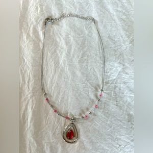 Lia Sophia pink accent and silver toned necklace